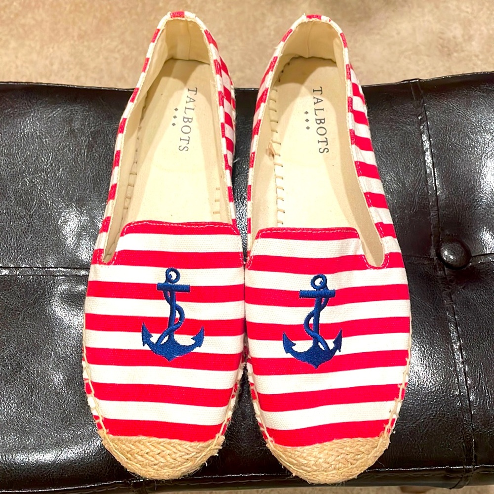 Talbots Nautical and Patriotic espadrille flat, size 9